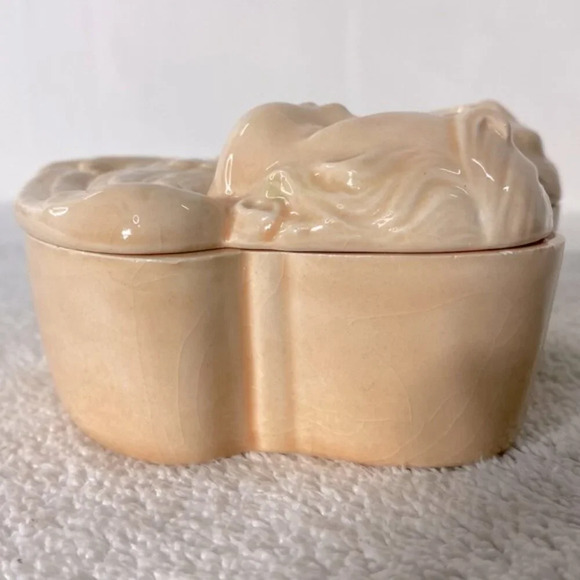 Vintage 1995 Peach Ceramic Cherub Angel Heads W Wings Trinket Dish With Lid - Picture 5 of 16